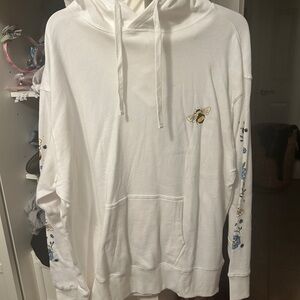 White Hoodie with Bee Embroidery
